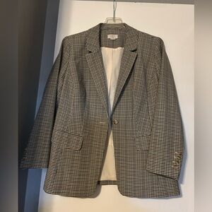 LOFT Blue and Brown Checkered Blazer